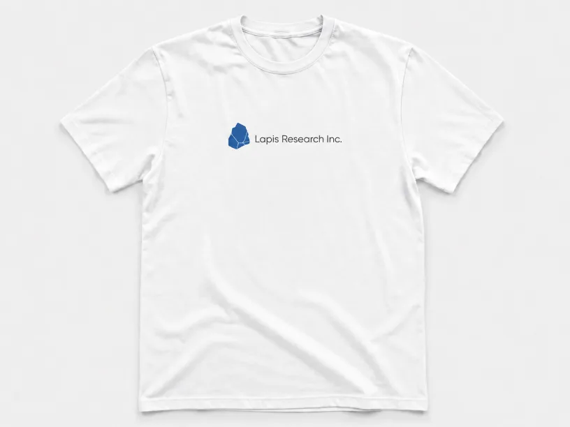 White Lapis Research t-shirt with the horizontal wordmark across the chest